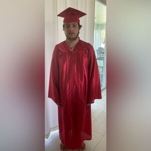 Balfour Red Graduation Cap & Gown- 51” length. Made for a person 5’9” to 5’11”.